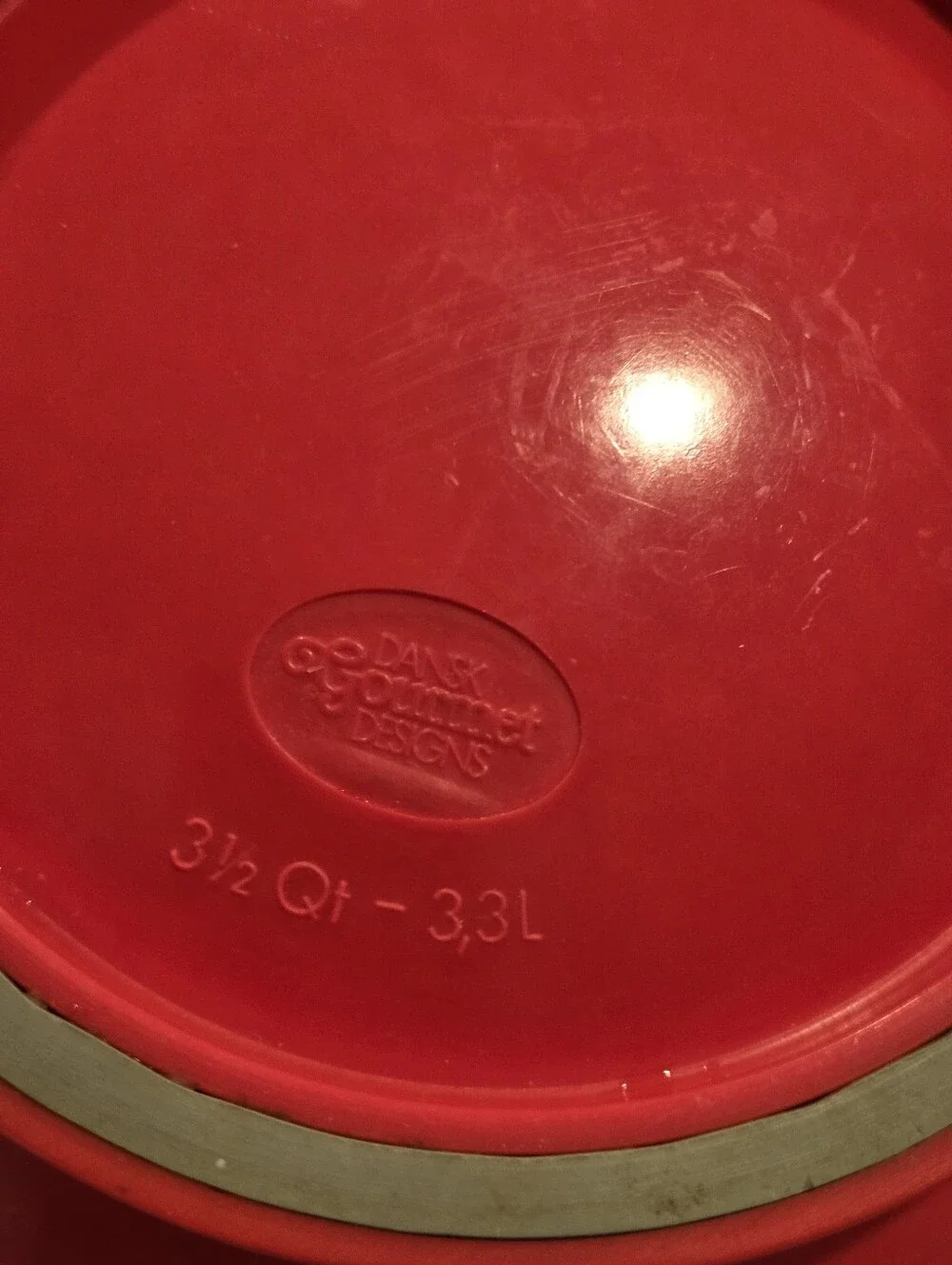Vintage Dansk Gourmet Design Red 3.5 Qt Melamine Mixing Bowl Spout & Handle